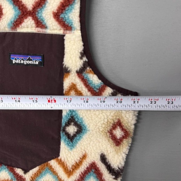 Patagonia Deep Pile Retro X Aztec Cream Zip Up Sherpa Fleece Vest Women's XL - Picture 5 of 8